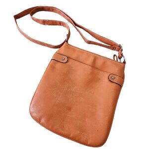 Jules & James Pumpkin Orange Pebbled Crossbody Bag - Slim North-South Style